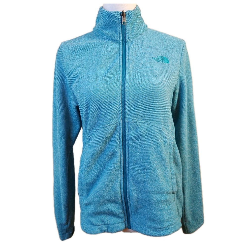 The North Face Jacket Womens Full Zip Fleece Size M Teal Blue Lightweight Casual